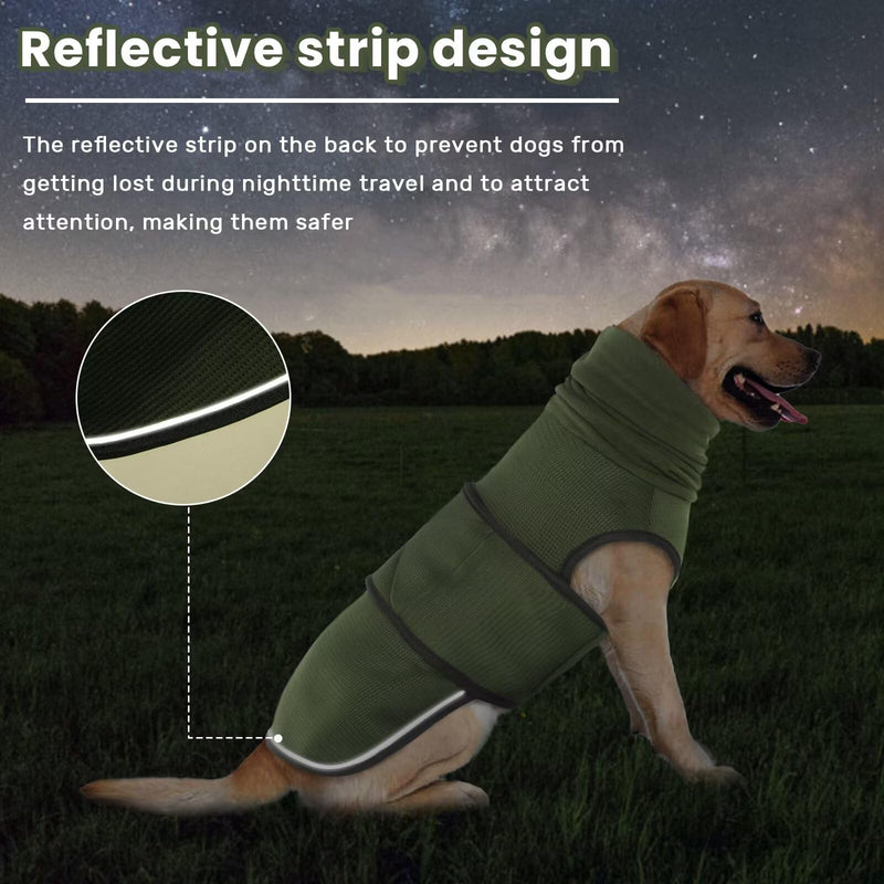 IDOMIK Dog Anxiety Calming Hoodie, Breathable Adjustable Dog Jacket for Thunderstorms, Fireworks, Vet Visits, Separation Anxiety, Ear Protection Recovery, Green, L L(Chest Girth:19.7"-23.6") - PawsPlanet Australia