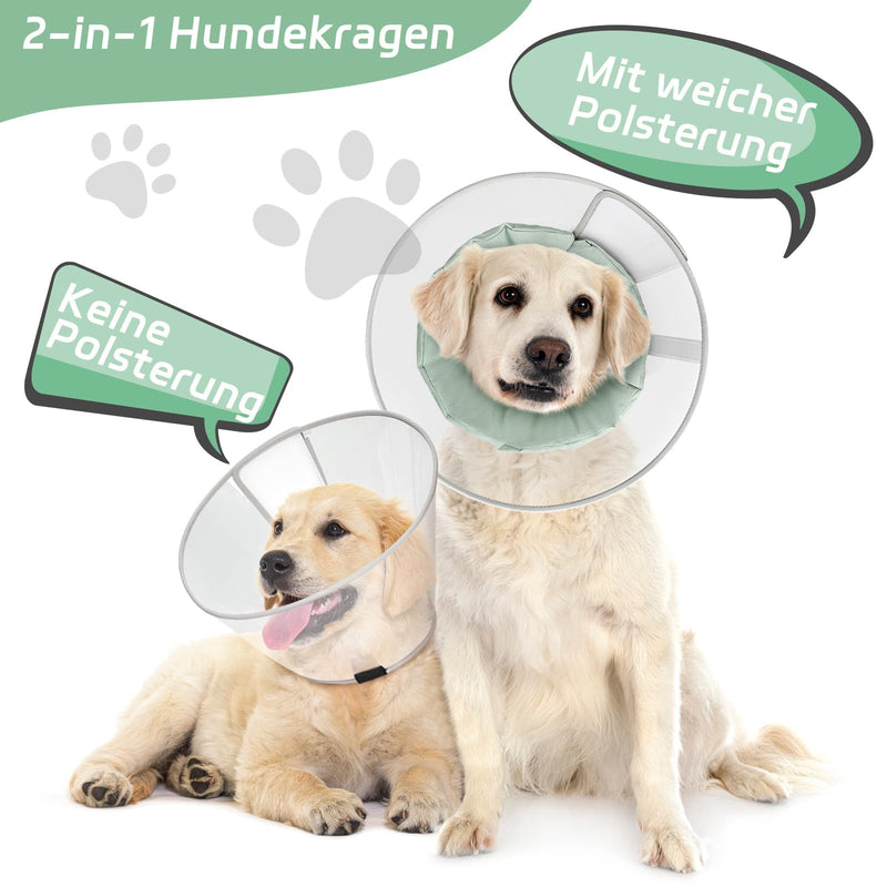 Supet Dog Collar to Prevent Licking with Soft Pad, Clear Elizabeth Recovery Cervical Collar After Surgery, Alternative Head Frill for Large, Medium and Small Dogs (Light Green, XL)