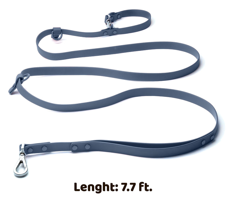 Heavy Duty Hands Free Dog Leash for Medium to Large Dogs for Comfortable Running, Jogging Walking | Dual D-Rings | Soft Padded Traffic Handle | Both Ends 360 Rotating Carabiners (Leash Length 7.7 ft) Navy Dual Side Ring - 7.7 ft - PawsPlanet Australia