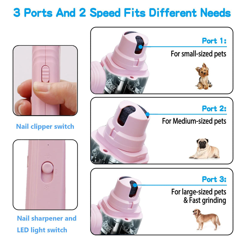 2 In 1 Pet Nail Clipper and Grinder, Professional Electric Rechargeable Pet Nail Fast Trimmer, Painless, Claw Care Grooming, Smoothing, Silent - Shockproof, For Small, Large Dogs & Cats, upgraded - PawsPlanet Australia