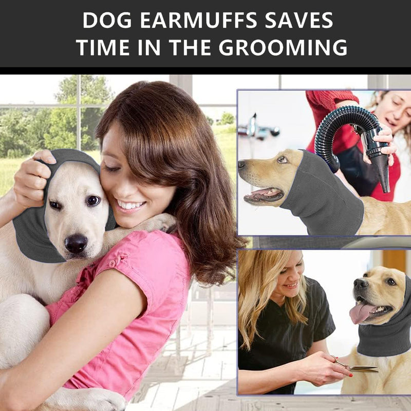 Dog Snood Ears Protector Soft Pet, dogs ear cover ear defenders for dogs Snood for Dog Neck and Ears Warmer Pet, dog ear protectors from grass seeds for Soothing Thunder Dogs Earmuffs, grey M