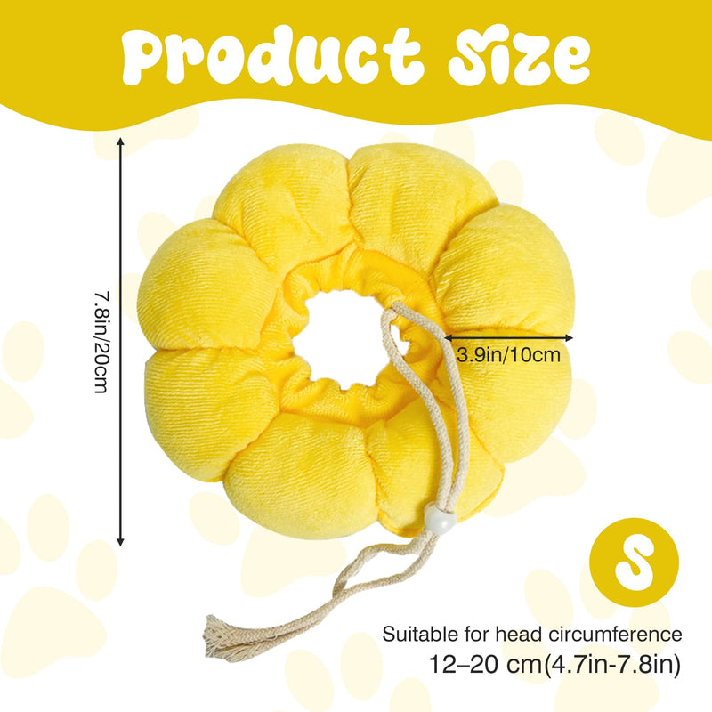 Cat neck brace, soft neck braces, collar to prevent licking, adjustable cat collar for post-surgery, recovery collar, yellow sunflower cat neck brace for small dogs and cats (size S) yellow, S