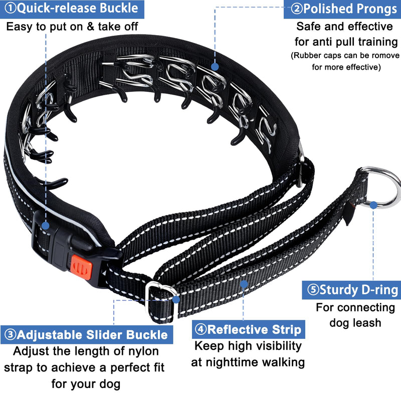 Mayerzon Martingale No Pull Dog Collar for Medium Large Dogs, Patented Hidden Adjustable Reflective Anti Pull Training Walking Collar with Buckle for Pitbull, German Shepherd, Rottweiler (M, Black) Medium: 11''-15'' - PawsPlanet Australia