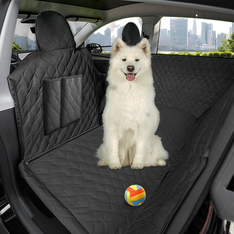 Compatible with Dog Car Seat Cover Protector Back Seat Pet Cover for Dogs Hammock Backseat Dog Cover with Side Flaps Storage Pocket Zip Mesh for Honda Accord 10th 2017-2024 (Black) - PawsPlanet Australia