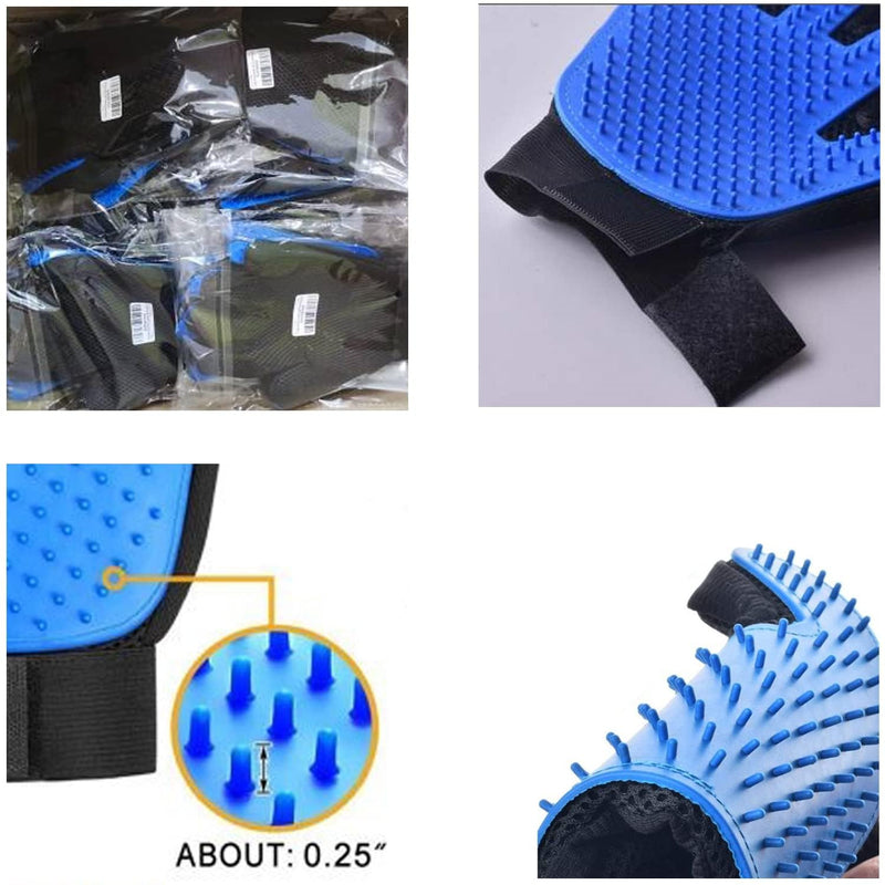 Pet Cleaning Brush Glove Pet grooming Massage gloves Perfect hair remover election commendable Brush Glove, a pair left and right hand, Blue - PawsPlanet Australia