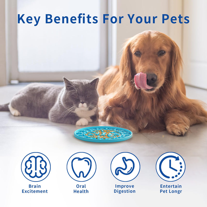 Lick Mat for Dogs & Cats 3 Pack - Silicone Dog Lick Mat with Suction Cups - Anxiety Relief/Promotes Healthy Eating/Frozen & Dishwasher Safe - Pet Peanut Butter Lick Pad LPFALASAT (Blue Orange Red) round - PawsPlanet Australia