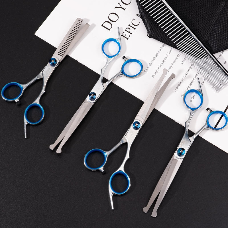6 Pieces Dog Grooming Curved Scissor for Dog Professional Pet Grooming Scissors with Safety Round Tip Stainless Steel Pet Hair Trimming Scissors Set with Storage Bag 6PCS