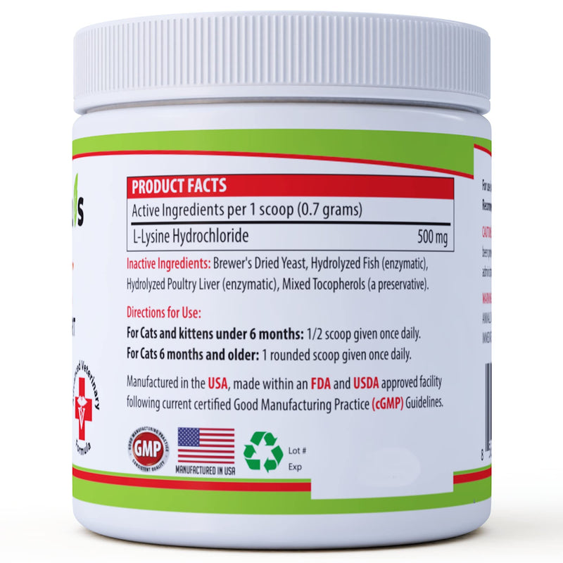 Trulysine L-Lysine for Cats Immune Support Oral Powder 4oz/100g - Cats & Kittens of All Age, Sneezing, Runny Nose Squinting, Watery Eyes - Fish & Poultry Flavor (U.S.A)(100 Grams ( 500mg / Scoop)) 100 Grams ( 500mg / Scoop)