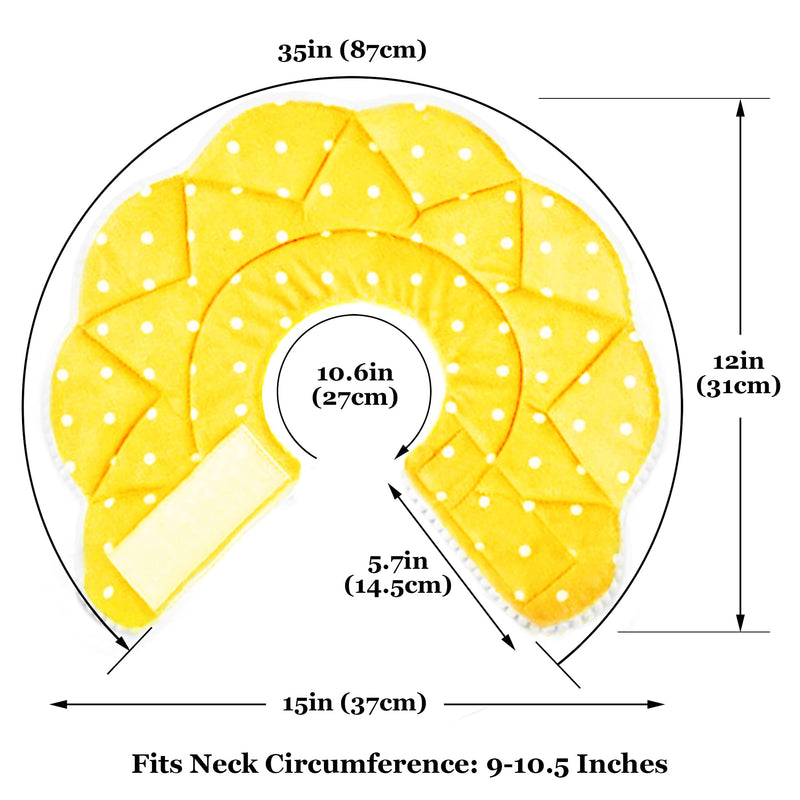 SunGrow Cat Cone Collar Soft, Stop Licking E Collar for Recovery, Post Surgery Stress Relieving with Adjustable Strap Enclosures 9" - 10.5" Neck Size, Yellow - PawsPlanet Australia