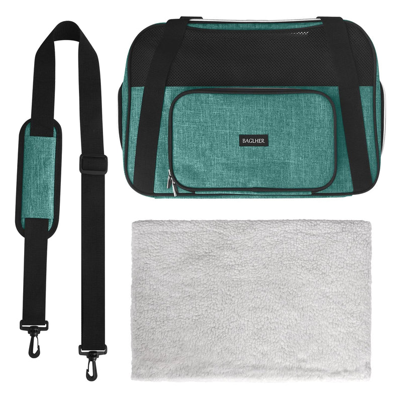 BAGLHER Pet Travel Carrier, Cat Carriers Dog Carrier for Small Medium Cats Dogs Puppies, Airline Approved Small Dog Carrier Soft Sided, Collapsible Puppy Carrier. Green - PawsPlanet Australia