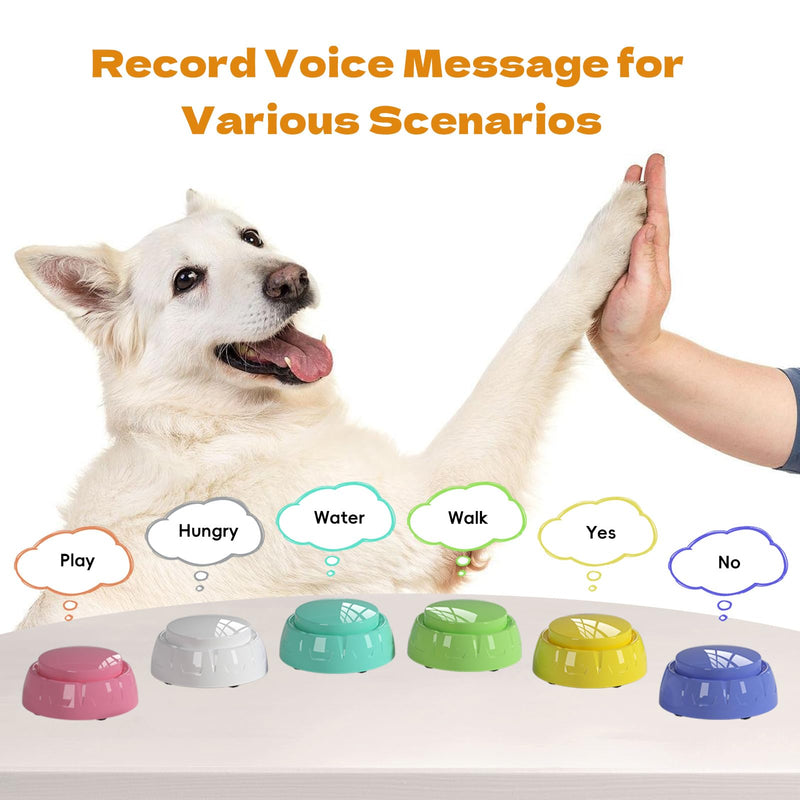 Recordable Pet Button, Dog Buttons for Communication Pet Training Buzzer, 30 Second Record & Playback, AA Battery for Longer Battery Life, Funny Gift for Friend Family (6 Pack) 6 pack - PawsPlanet Australia
