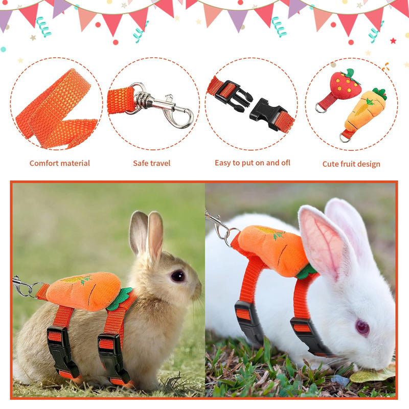 4 Sets Adjustable Bunny Rabbit Harness and Leash Set Small Pet Cute Vest Harness Leash Ferret Harness Guinea Pig Harness Ferret Leash with Decorations for Bunny Kitten Puppy, Small Pets - PawsPlanet Australia