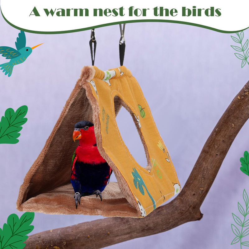 Cunno 2 Pcs Winter Bird Warm Nest House Bird Bed for Cage, Hanging Hammock, Plush Fluffy Shed Birds Hideaway 9.8 x 5.5 x 5.9 Inch Sleeping Bed Fuzzy for Budgies, Lovebird, Parrot, Parakeets, Cockatiel Large