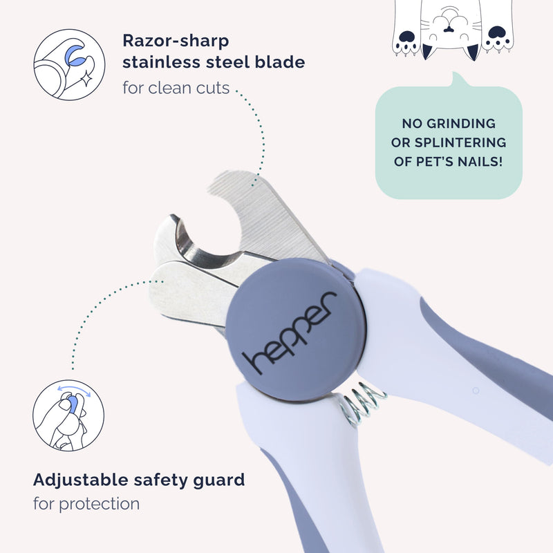 Hepper Cat Nail Clipper Kit - Small and Large Sharp Cat Claw Clippers with Added Nail File and Storage Pouch - Cat Nail Clippers with Safety Guard and Lock - Professional Cat Manicure … Blue - PawsPlanet Australia