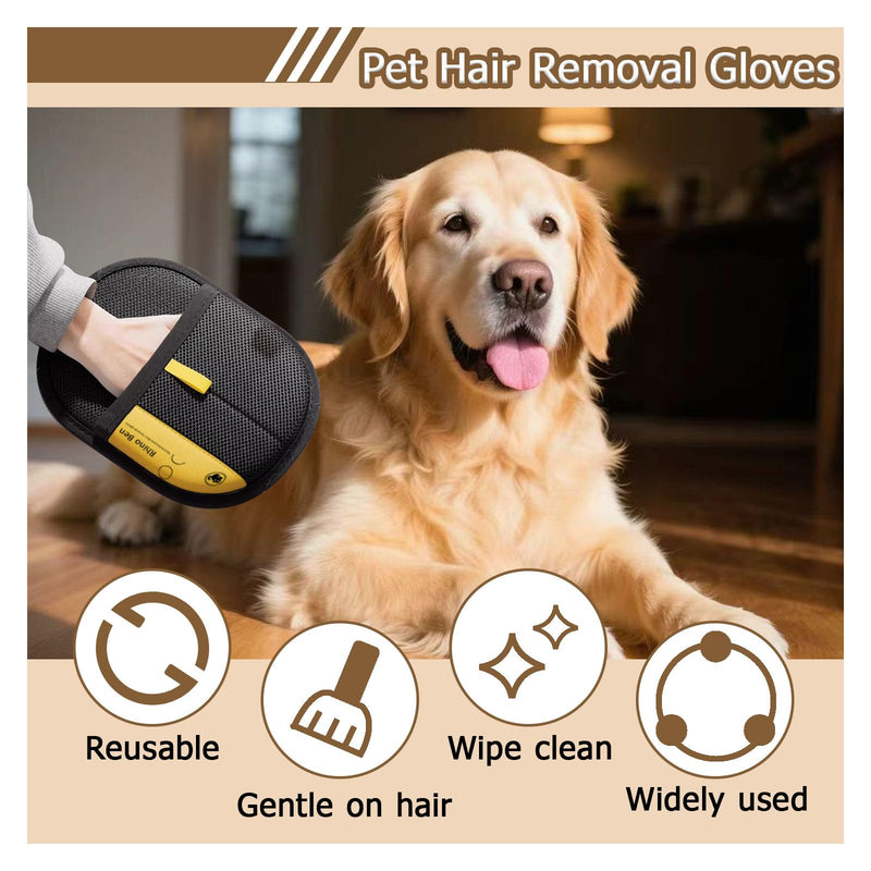 3PC Electrostatic Pet Hair Removal Glove for Cats & Dogs,2025 Upgraded Animal Fur Removal Tool,Reusable Cat & Dog Hair Remover for Couch, Furniture,Laundry,Car Seat,Cat Grooming Gloves - PawsPlanet Australia