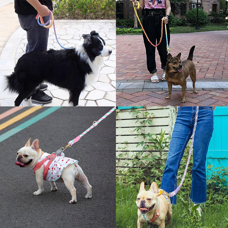 LWBMG Multifunctional Rope Dog Leash 7 FT with Double Swivel Hook Hands Free for Small Medium and Large Dogs Running Walking Macaron 7FT x 1/2in - PawsPlanet Australia
