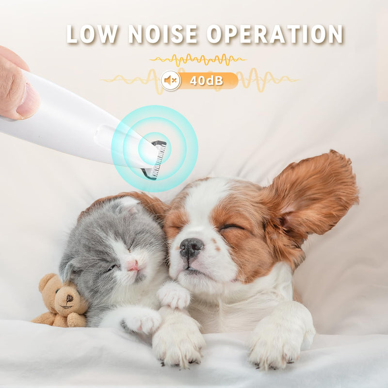 2025 New Pet Precision Trimmer, Dog Paw Trimmer with LED Light, Low Noise, IP68 Waterproof, Dual-Speed Motor, Suit for Trimming Paw, Ear, Face, Butt, Eyebrows, USB Rechageble White With Extra Blades - PawsPlanet Australia