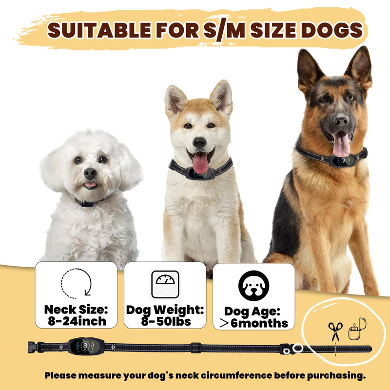 Smart Auto Dog Bark Collar, No Shock Anti Barking Collar for Small Medium Dogs 8-50lbs, Rechargeable & Waterproof Barking Control Device with Beep Vibration Mode & 8 Sensitivities - PawsPlanet Australia