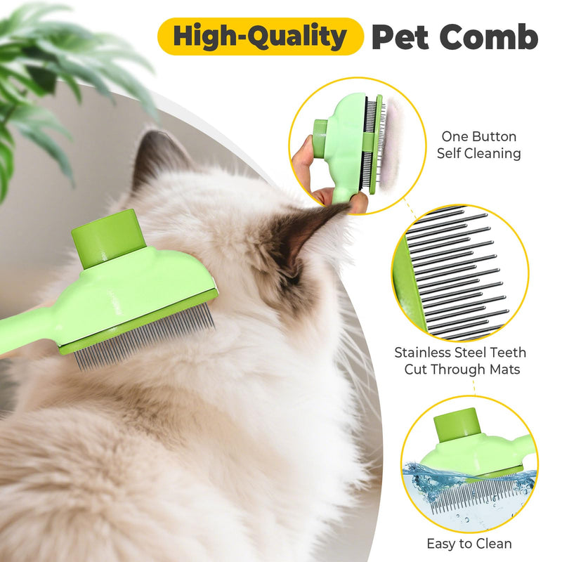 Cat Steam Brush for Shedding, 4 in 1 Rechargeable Steam Brush for Cats and Dogs, Anti-Static, Massage, flea comb for cats& Pet Removal Hair Glove,Shedding & Combing All In One! Beige - PawsPlanet Australia