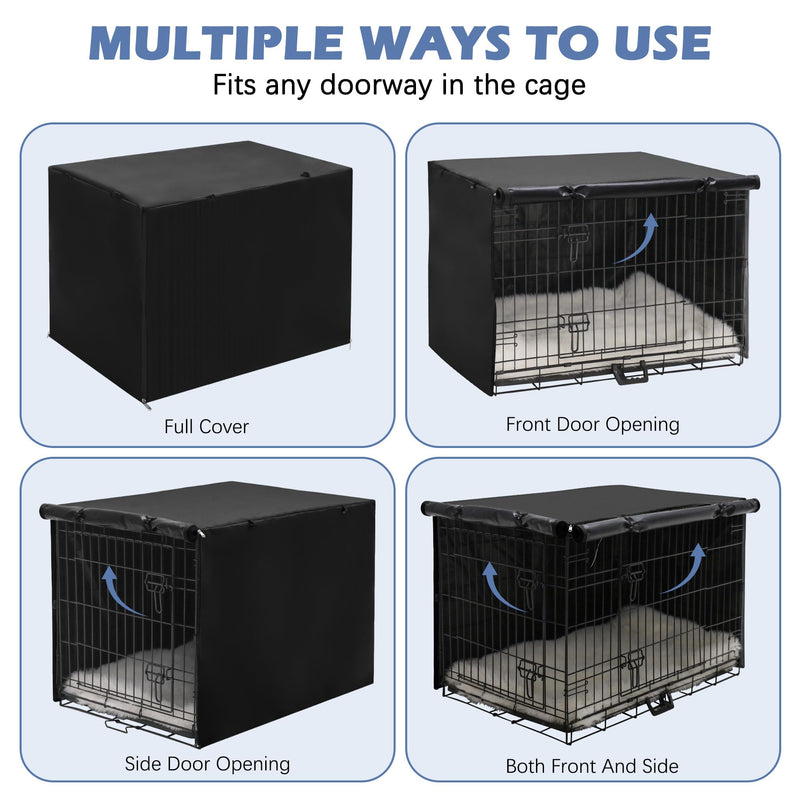 Dog Crate Cover - Double Door Waterproof Pet Kennel Cover, Durable 600D Polyester Protective Cage Cover for 24/30/36/42/48 Inch Dog Crate - Black 30 Inch - PawsPlanet Australia