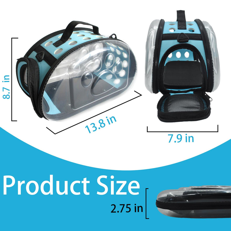 Carrier Bag for Guinea Pig,Portable Small Animal Carriers Pouch,Outgoing Rabbit Travel Carrying Case with 10PCS Disposable Underpads Breathable & Transparent for Hamster Bird Squirrel 【Blue】 - PawsPlanet Australia
