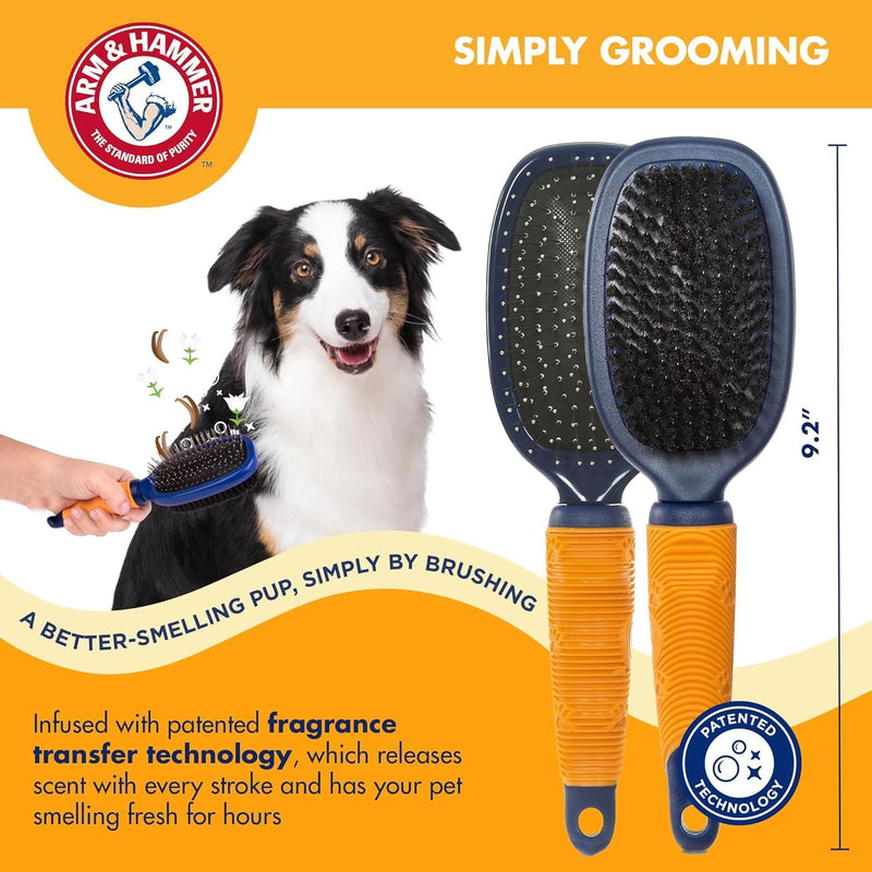 Arm & Hammer Deodorizing Pin & Bristle Dog Grooming Brush with Fragrance Transfer Technology – Scented 2-in-1 Dog Brush for Detangling & Shedding, Pet Brushes for Dogs, Sweet Lily & Vanilla - 2 Pack Pin/Bristle Duo Brush - Sweet Lily & Vanilla 2-Pack