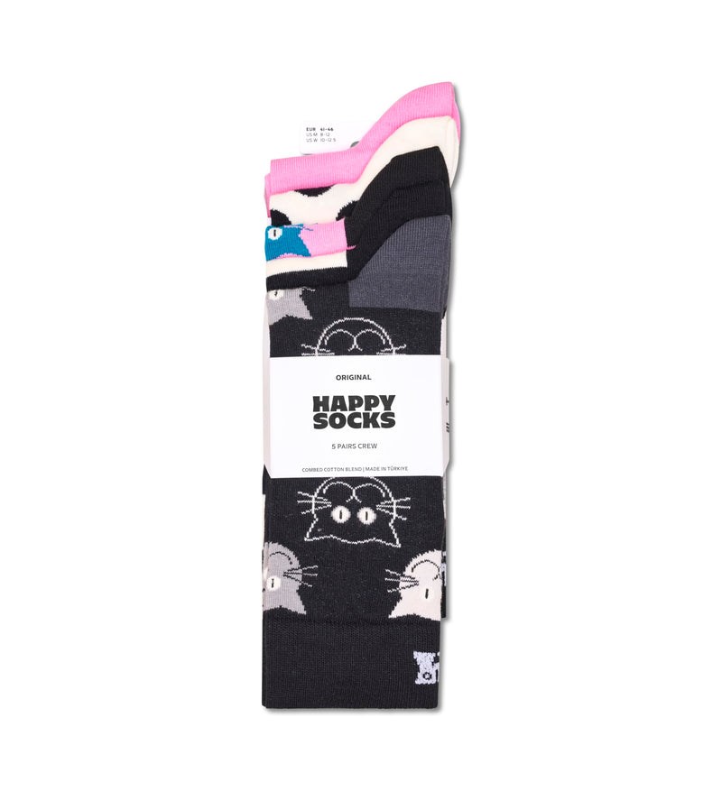Happy Socks 5-Pack Pattern Socks Medium-Large Black - PawsPlanet Australia
