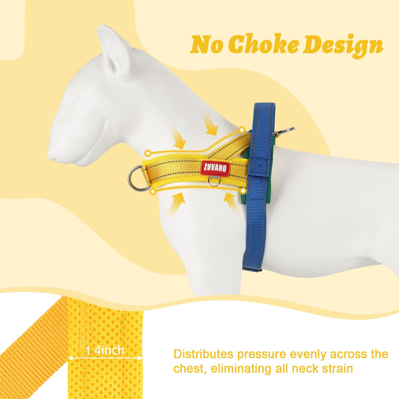 Yellow Dog Harness Escape Proof No Pull Soft Padded Lightweight Vest Medium Sized Dog - Reflective No Choke Harness with Front Clip, Adjustable Step in Breathable Mesh Harness, L Large Yellow - PawsPlanet Australia