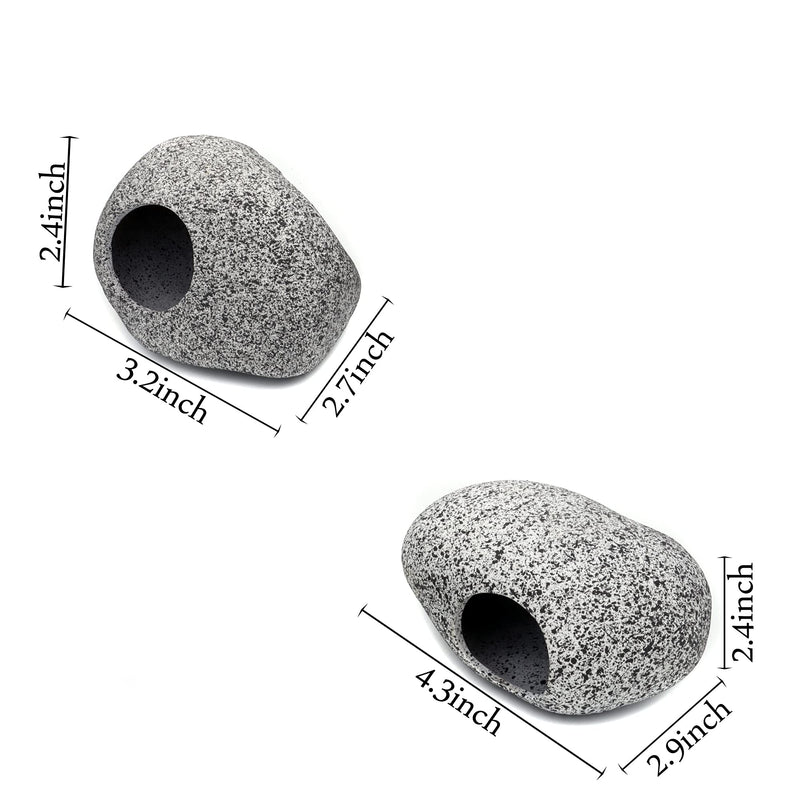 JIH Aquarium Decorations Rock, Ceramic Shelters - Shrimp Habitat, Breeding Tube, Hiding cave, Stackable Fish Tank Decor Cave for Hiding, Betta Fish (J001+J002) J001+J002