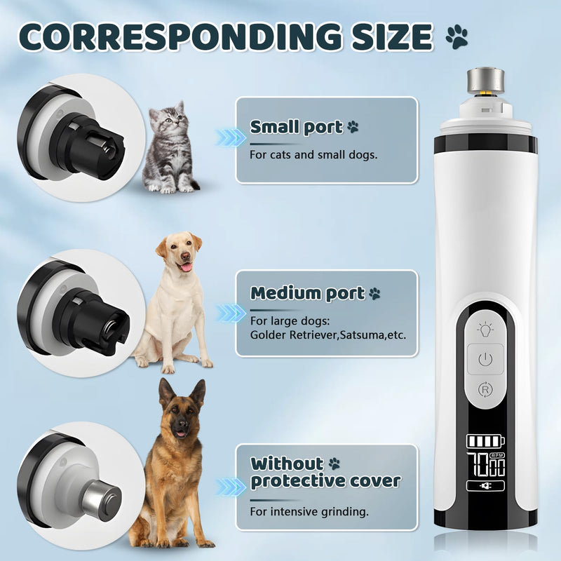 Dog Nail Grinders, Silent Groom Pro Nail Grinder with LED Lights, Professional 3-Speed Quiet & Low Vibration Electric Pet Nail Grinder for Safe Trimming of Cats and Small to Large Dogs - PawsPlanet Australia