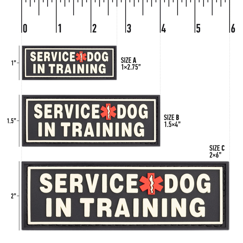 Dogline Service Dog in Training Patches for Harnesses and Vests Removable 3D Rubber Patches with Hook Backing for Small Medium or Large Working Dogs 1" x 2.75" - Two Patches - PawsPlanet Australia