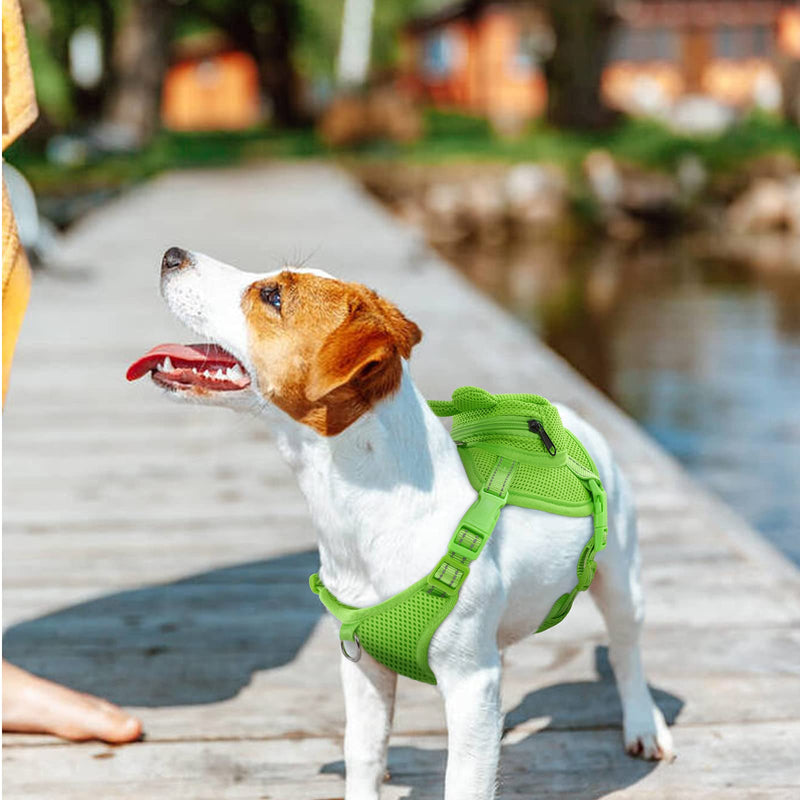 IDOMIK Dog Backpack Harness, No-Pull Dog Backpack with D-Ring for Small Medium Dogs, Cute Self Carrier Backpack for Dogs to Wear, Adjustable Dog Harness Backpack for Traveling Camping Hiking, Frog, S Green Frog - PawsPlanet Australia