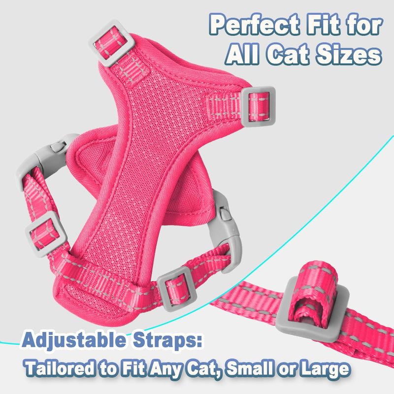 Cat Harness and Leash Set Escape Proof for Kitten Walking, Soft Adjustable Top Handle Vest Harnesses for Cats, Easy Control Breathable Reflective Small Medium Large, Pink, XS X-Small - PawsPlanet Australia