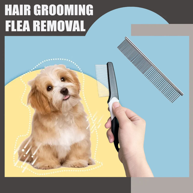 5PCS Grooming Kit for Dog,Puppy- Deshedding & Slicker Brush for Short-Haired Pets, Flea Comb and Grooming Comb Set Grey C-Grey 5 Kits - PawsPlanet Australia