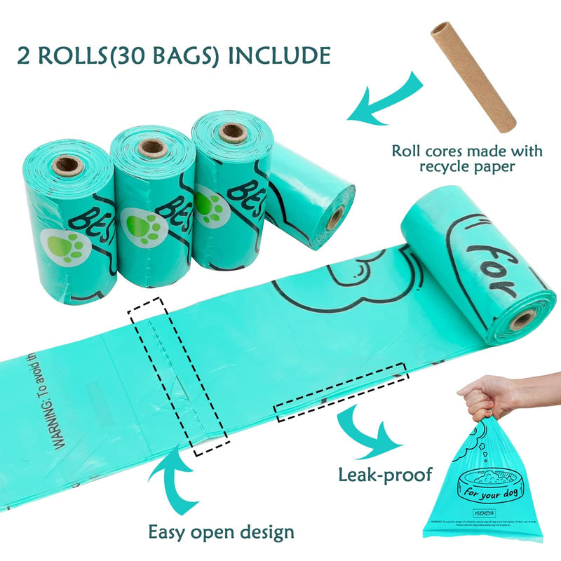 Dog Poop Waste Bags Holder with LED Flashlight|Cute Doggie Poo Bags Dispenser for Pet Leash|Trash Waste Bags Carrier with Potty Bags Clip Fastener LR44 Button Cells Included(2 Pack) (Crystal Blue) 1 Count (Pack of 2) Crystal Blue - PawsPlanet Australia