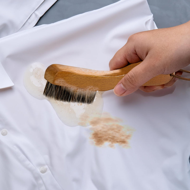 TAKAVU Stain Brush, Horsehair Bristle Laundry Brush for Stain Removal, Cleaning Brush with Ergonomic Handle, Suitable for Delicate Fabrics Without Damage, Perfect for Laundry, Shoes, Boots, Home Horse Hair Bristle - PawsPlanet Australia