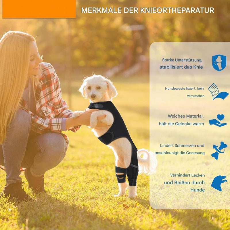 Generisch Knee Bandage for Dogs Adjustable Joint Bandage with 4 Metal Stabilizers Hip Support for Walks Hiking Training Outdoor Activities Park Travel s