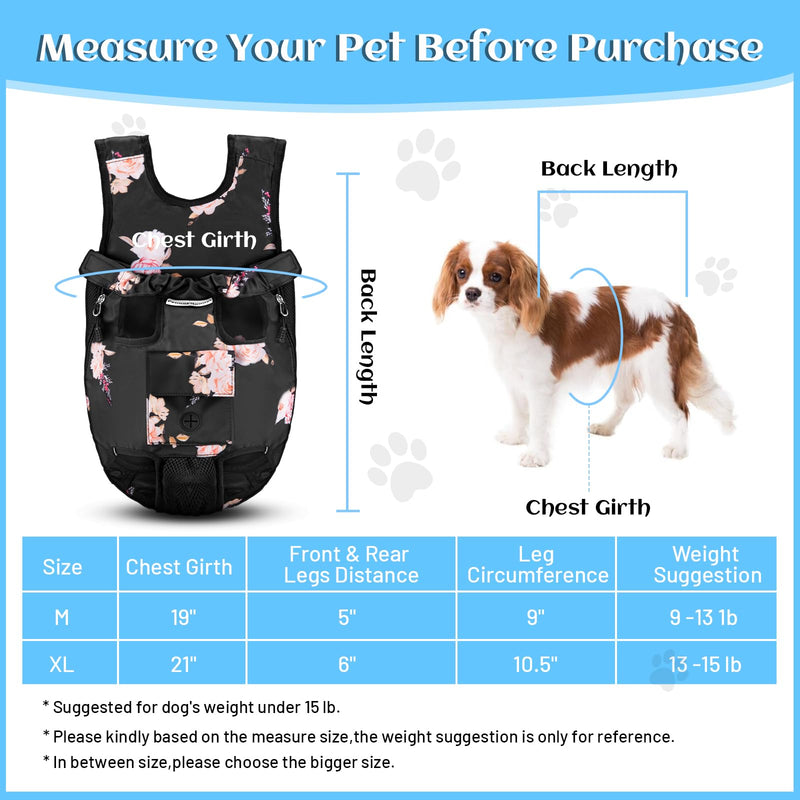 Petmolico Pet Dog Carrier Backpack, Adjustable Dog Legs-Out Front Backpack, Hands-Free Cat Pup Front Carrier Travel Bag, Easy-fit for Traveling Hiking for Small Medium Dogs, XL, Pink Rose - PawsPlanet Australia
