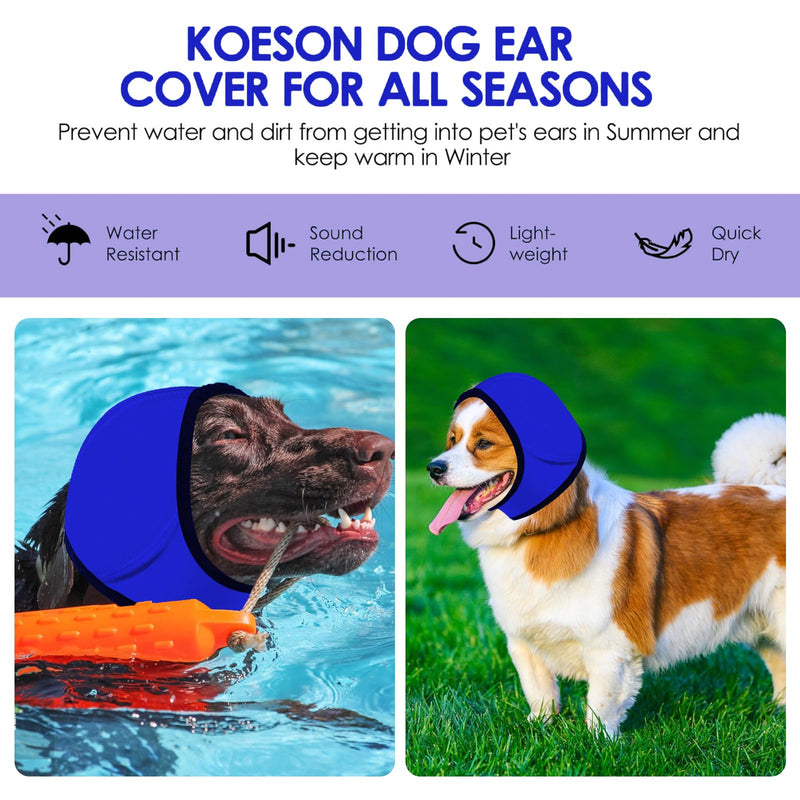 Dog Ear Muffs Noise Protection,Swimming Waterproof Dog Ear Caps, Rose DogEar Covers for Bath, Pet Ears Muffs for Noise Bath, for Ears Protection,Blue (S)