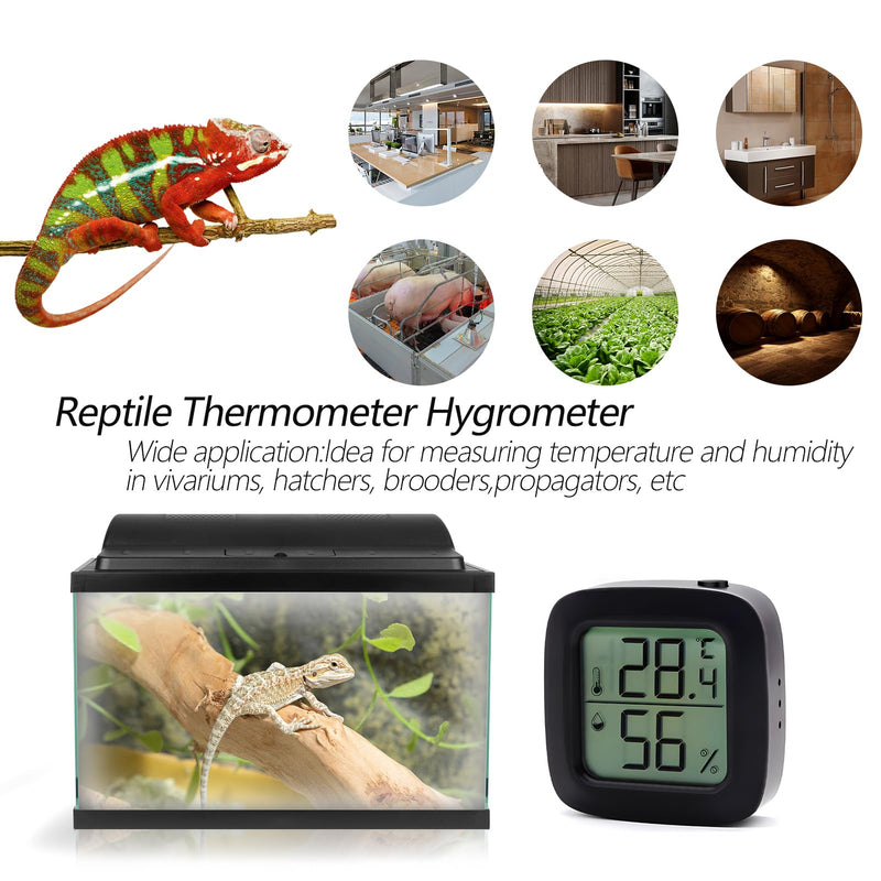 Reptile Thermometer Hygrometer Digital Display Reptile Terrarium Thermometer Mini Reptile Thermometer and Humidity Gauge Reptile Tank Thermometer Hygrometer for Reptiles and Amphibians