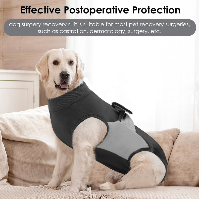 ASENKU Dog Bodysuit Post-Op - Surgery Bodysuit for Dogs with Zip & Lick Protection, Suitable for Castration Male / Female Dog, Ideal for Post-Operative Recovery S gray