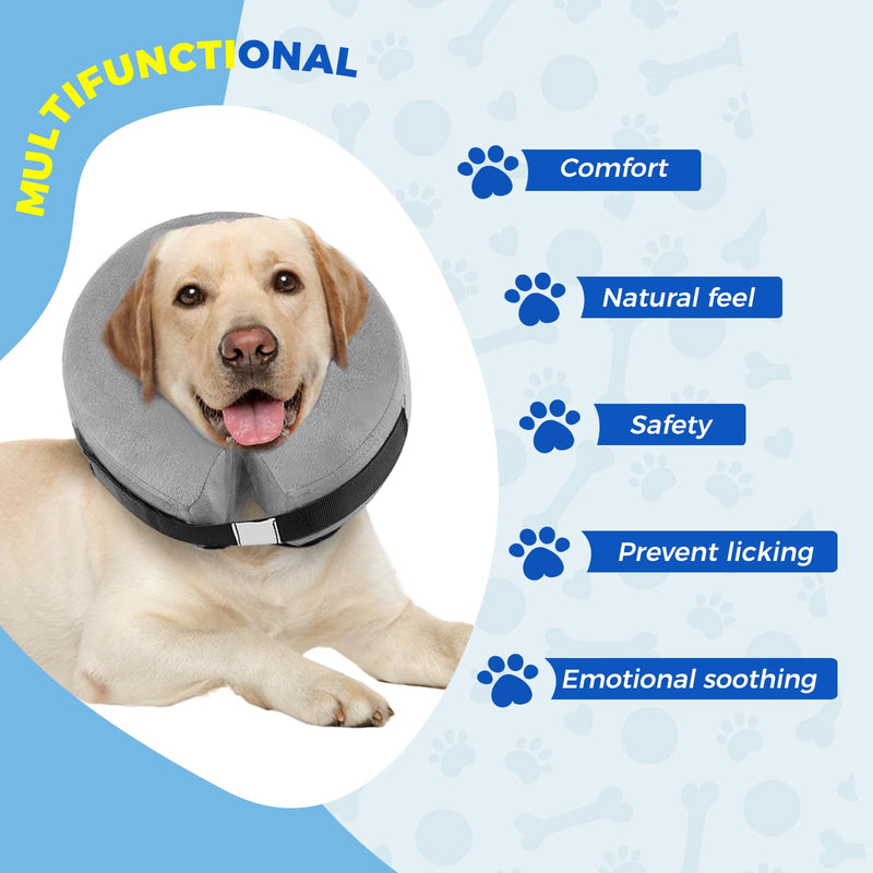 Dog Inflatable Cone Collar for XLarge Dogs,Grey [Neck:18"-25"] X-Large Grey - PawsPlanet Australia