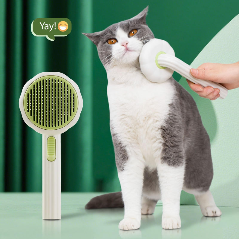Cat Brush Dog Brush with Release Button for Shedding, Self Cleaning Cat Comb Hair Brush for Indoor Cats, Dog Deshedding Brush Grooming Kit, Pet Supplies Hair Remover Tool Green