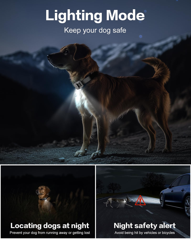 Jugbow Dog Training Collar - 4200FT Dog Collar with Remote for Small Medium Large Dogs, LED Light Electric Collar with Beep/Safe Static/Vibration Modes, IPX8 Waterproof Rechargeable E-Collar(Grey) Grey - PawsPlanet Australia