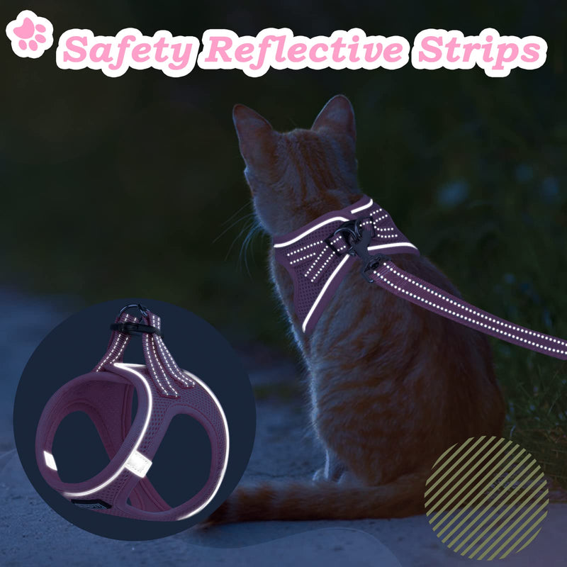 Cat Harness and Leash Escape Proof,Adjustable Soft Mesh Kitten Vest Harness for Walking Reflective Pet Harness for Cat Small Dogs Puppy (Pink, XXS) XX-Small Pink - PawsPlanet Australia