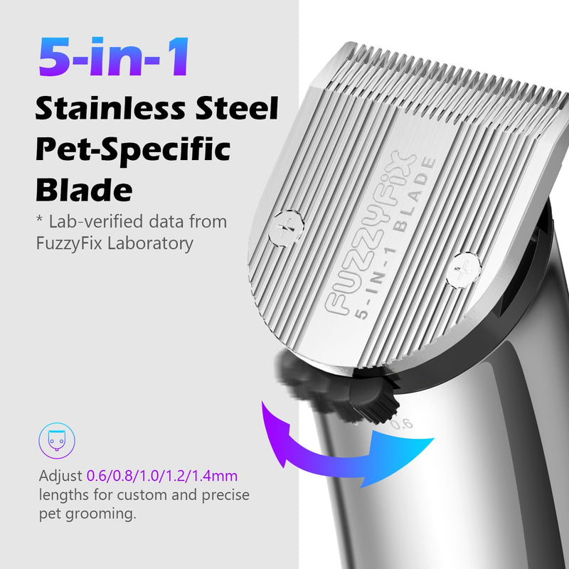 Professional Dog Grooming Clippers with Charging Dock, 5-in-1 Adjustable Blade Cordless Pet Grooming Kit 5 Speed Rechargeable Trimmer Hair Shaver with Detachable Guide Combs for Animal Horse - PawsPlanet Australia
