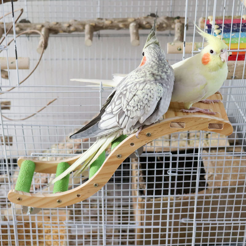 Bird Ladder Bridge, Wooden Pet Parrot Hamster Climbing Ladder Toys, Pet Bird Cage Accessories, Wood Climbing Ladder Perch for Bird Parrot Hamster Squirrel Sugar Gliders Parakeets Cockatiels(S Shape) Green - PawsPlanet Australia