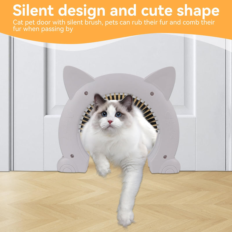 Interior Pet Door, Window Cat Door Insert Outdoor Cat Door Hides Litter Tray with Stainless Steel Grooming Brush for Indoor, 22.5x26.5x5.5cm (White) White - PawsPlanet Australia