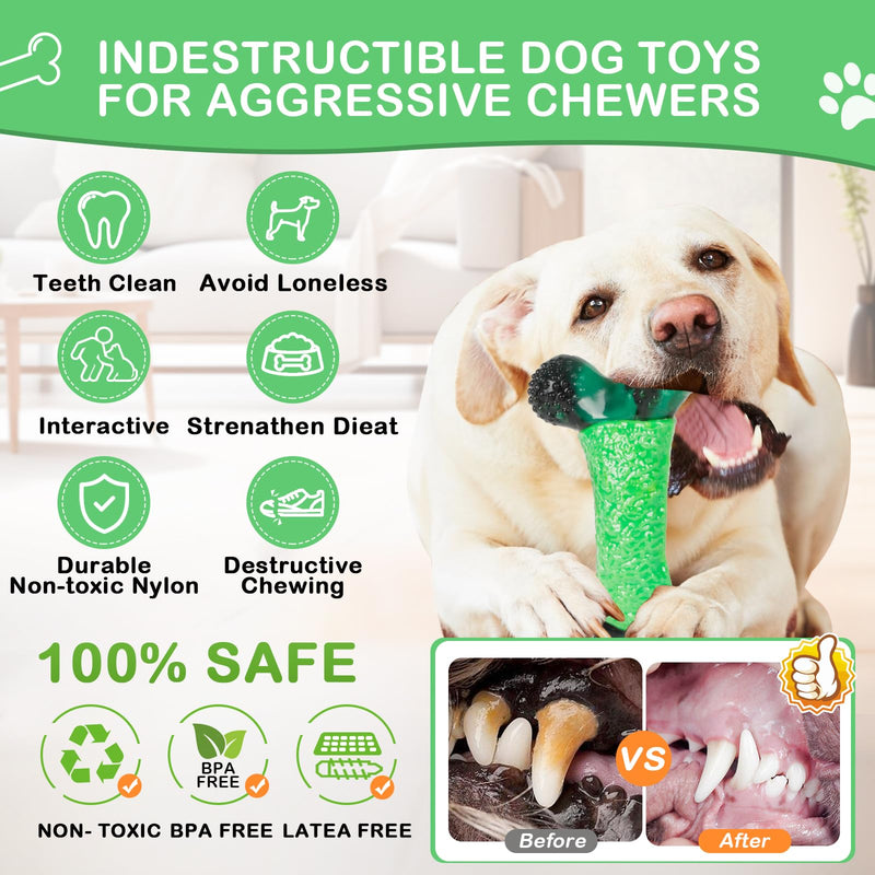 NOUGAT Dog Toys for Aggressive Chewers for Medium Large Durable Dog Chew Toys Milk Flavor Indestructible Dog Toy Long Lasting Bone