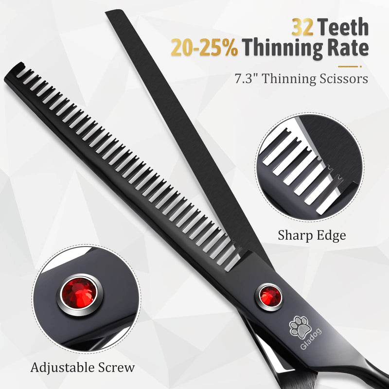 Dog Grooming Scissors Kit with Safety Round Tips, GLADOG Professional 5 in 1 Grooming Scissors for Dog and cat Professional Set 5 in 1 - PawsPlanet Australia